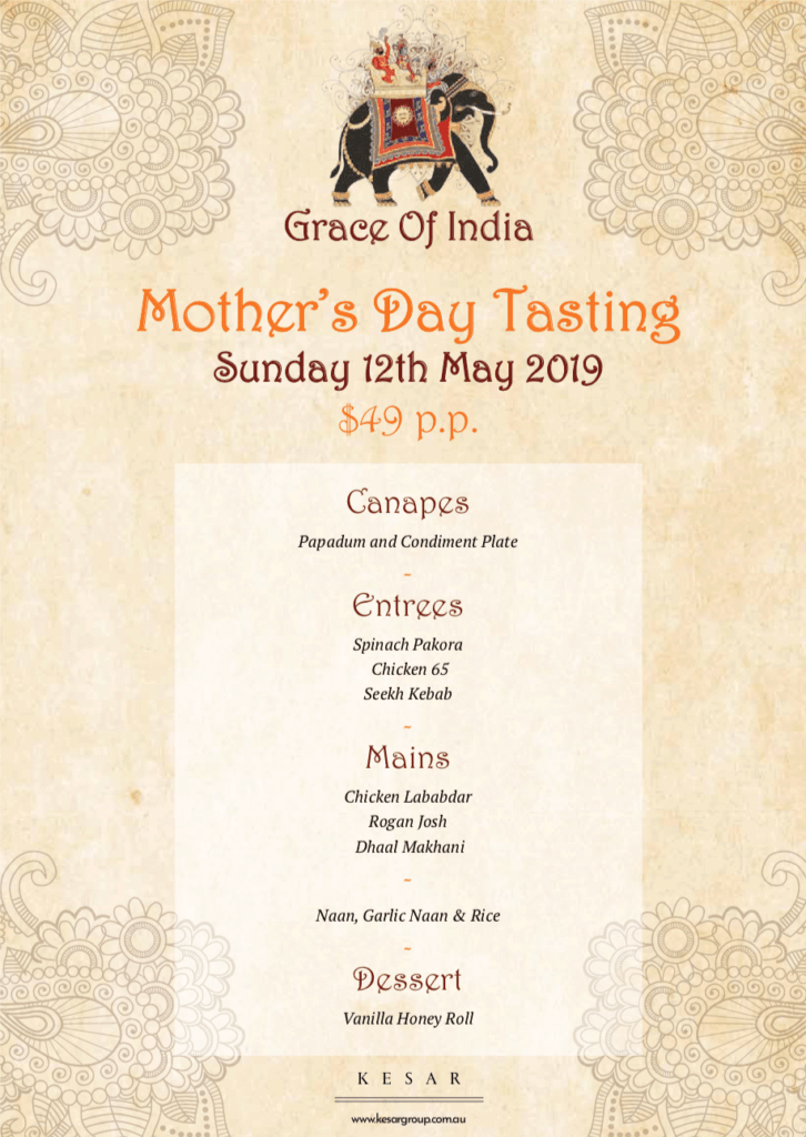Mothers Day Menu 2019